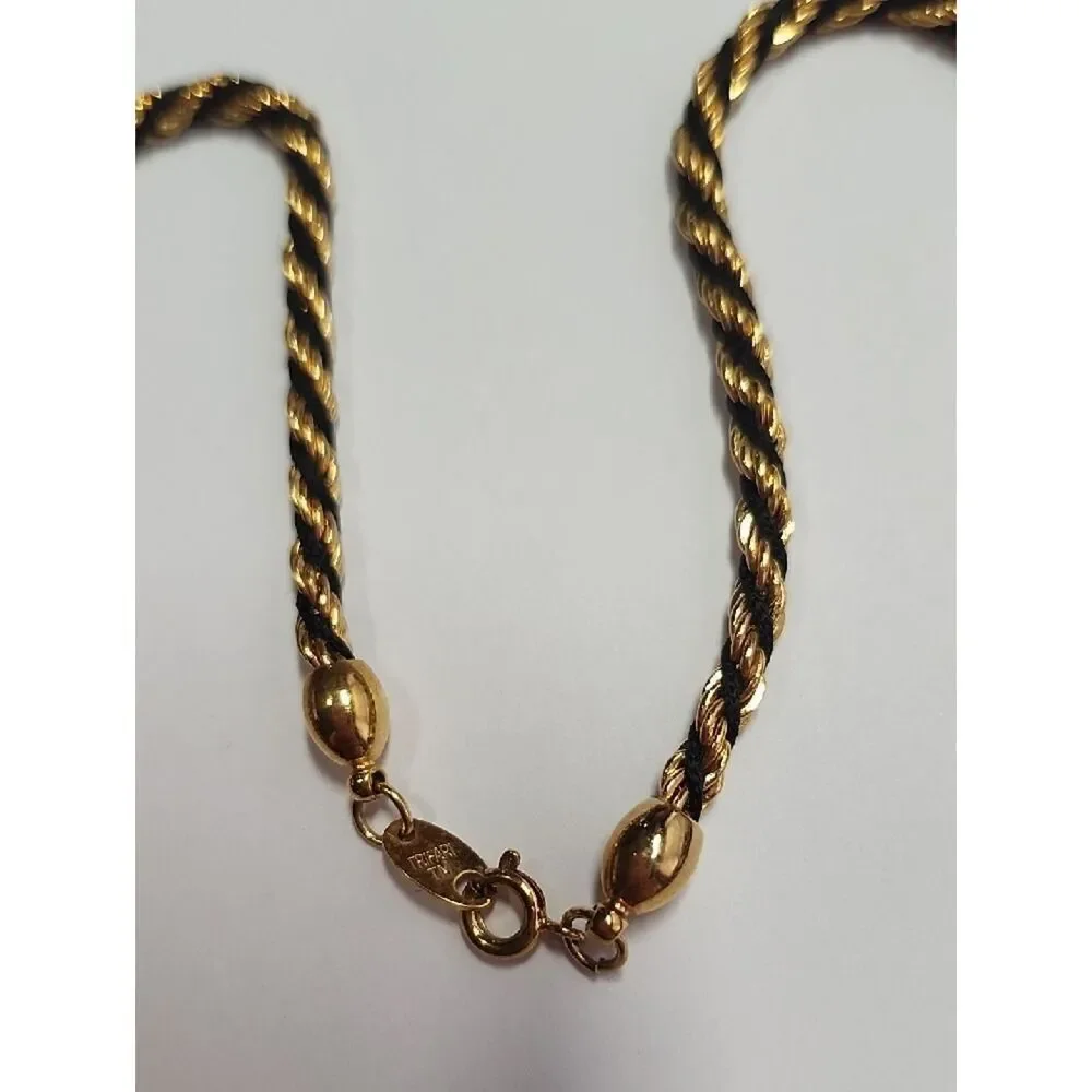 Gold and Black Twisted Rope Chain Necklace - Women Jewelry Trifari